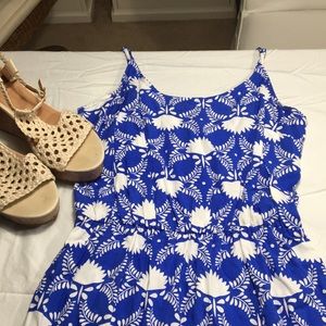 Blue and white dress